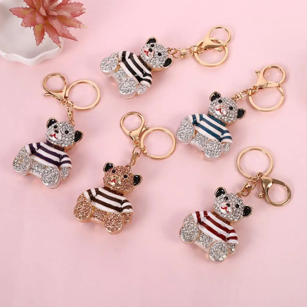 2026 New Arrival Glitter Metallic Rhinestone Teddy Bear Keychain - Boujee Bling, Cute Animal Motif, Crystal Simulant Charms, Indoor Recreation Decor for Women's Daily Wear, Birthday Gift