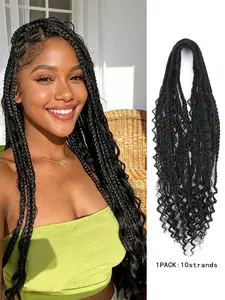 Boho Box Braids Double Ended Dreadlock Extensions 24 Inch 10 Strands Thin 0.6cmHair Hip-Hop Style Soft  DE Dreadlock Extension for Women and Men