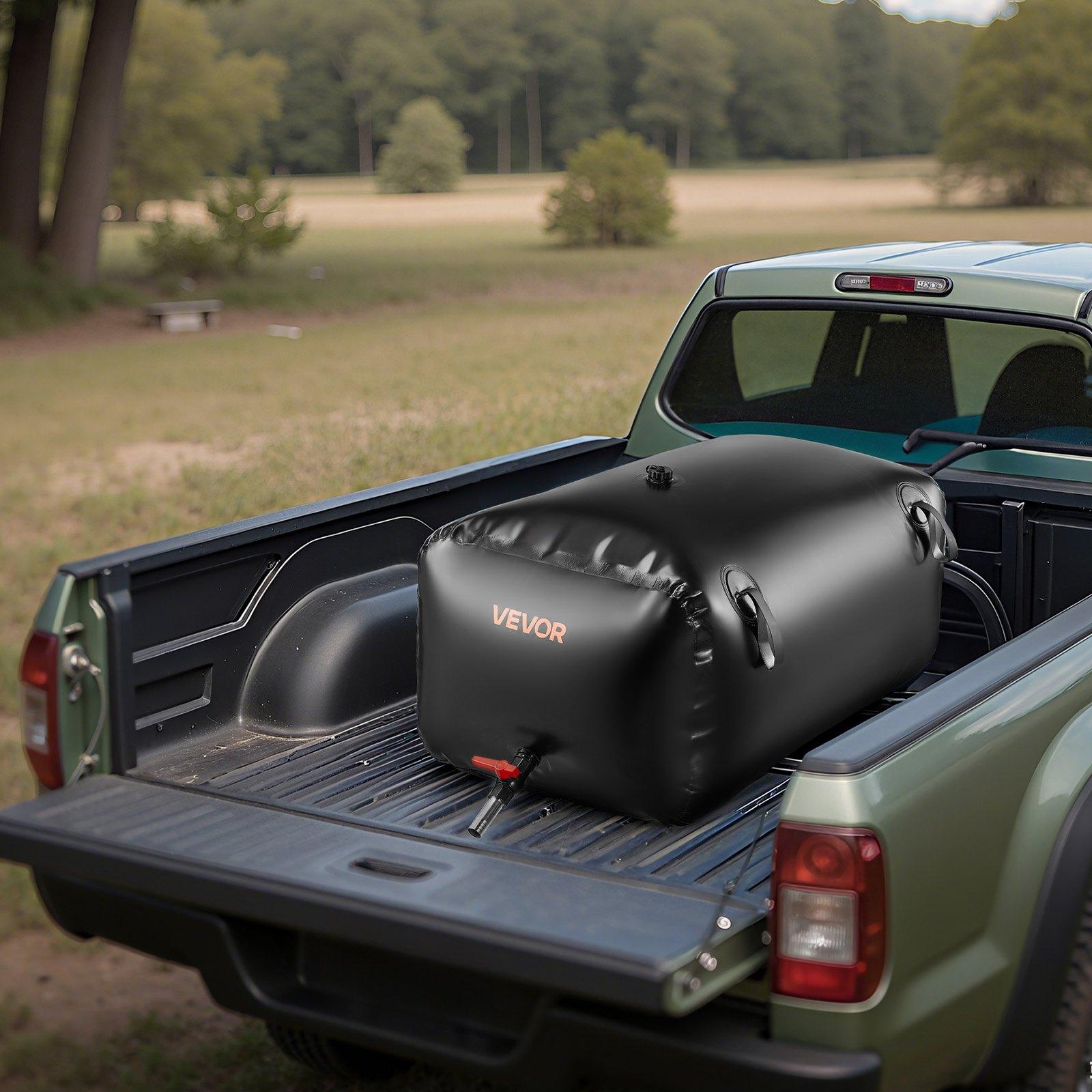 VEVOR Water Storage Bladder, 63.4 Gal Collapsible Water Storage Bag, Wear-Resistant 1000D PVC Soft Waters Bag, Leakproof Camping Tank Containers for Garden Irrigation RV Emergency Use, Black