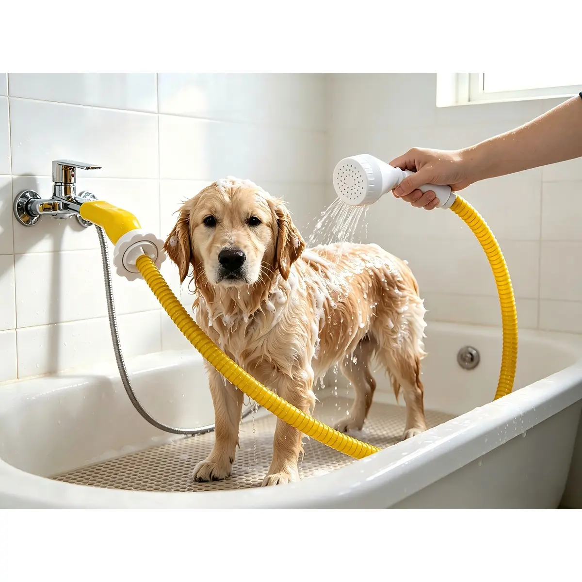 Universal Faucet Sprayer Attachment for Bathtub - Flexible Hose, No-Drill Quick Install Handheld Sprayer for Pet Grooming, Baby Hair Rinsing