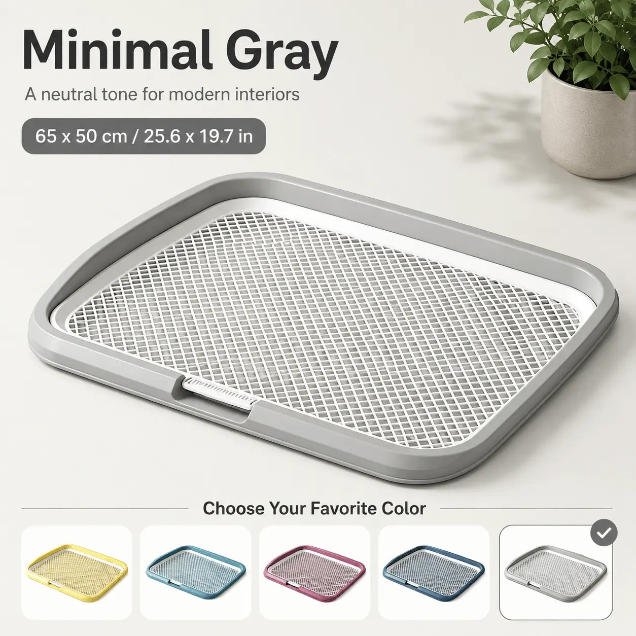 Indoor Dog Potty Tray with Removable Mesh Grid, Leak-Proof Floor Protection Toilet for Puppy Training, Washable Pee Pad Holder for Apartments