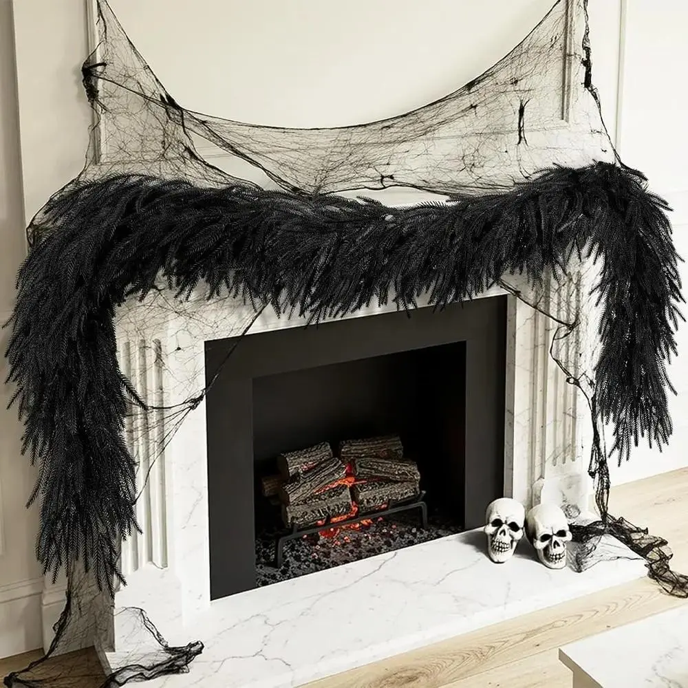 9 Feet Halloween Artificial Cedar Wreath, Realistic Soft Christmas Decoration, Luxurious Full Simulation Wreath for Indoor Decor