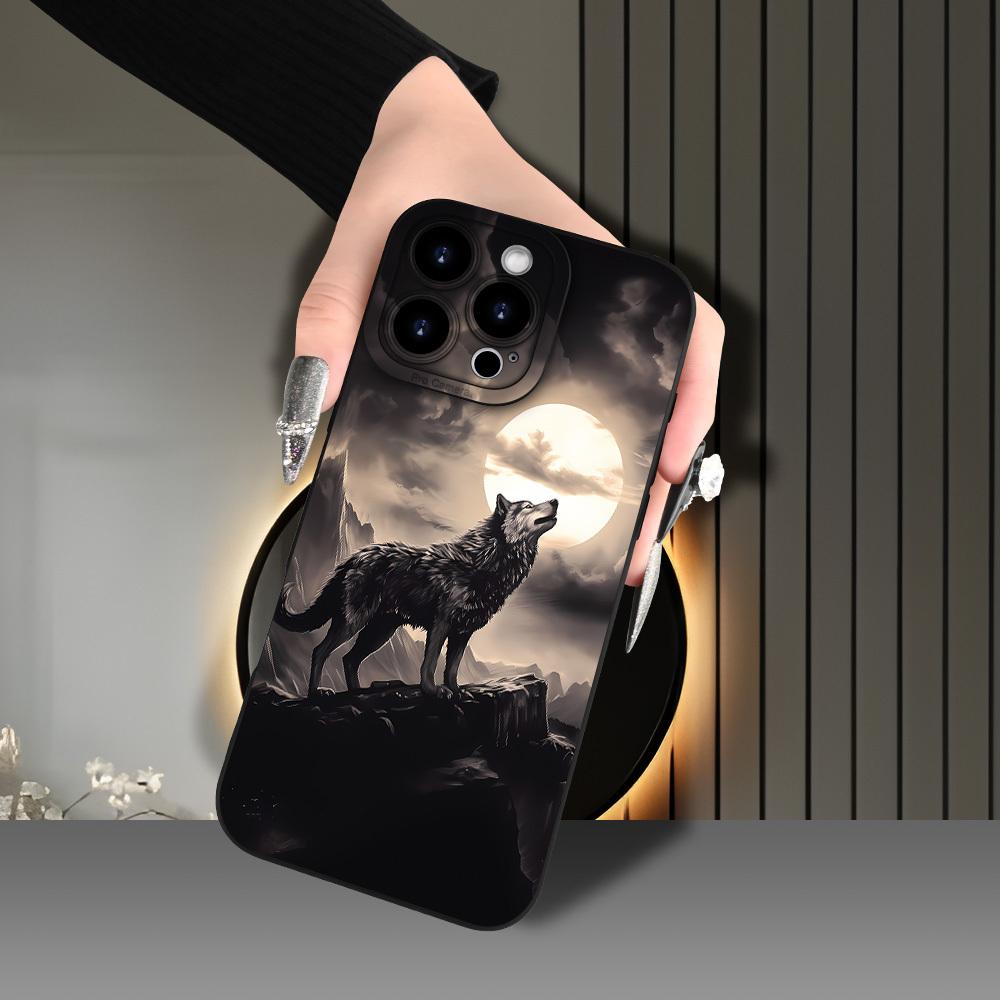 creative wolf howl pattern phone case for iPhone 16/15/14/13/12/XS/ Plus/Pro/Max/Mini - stylish design suitable for both men and women, perfect gift for friends, family, boyfriend or girlfriend