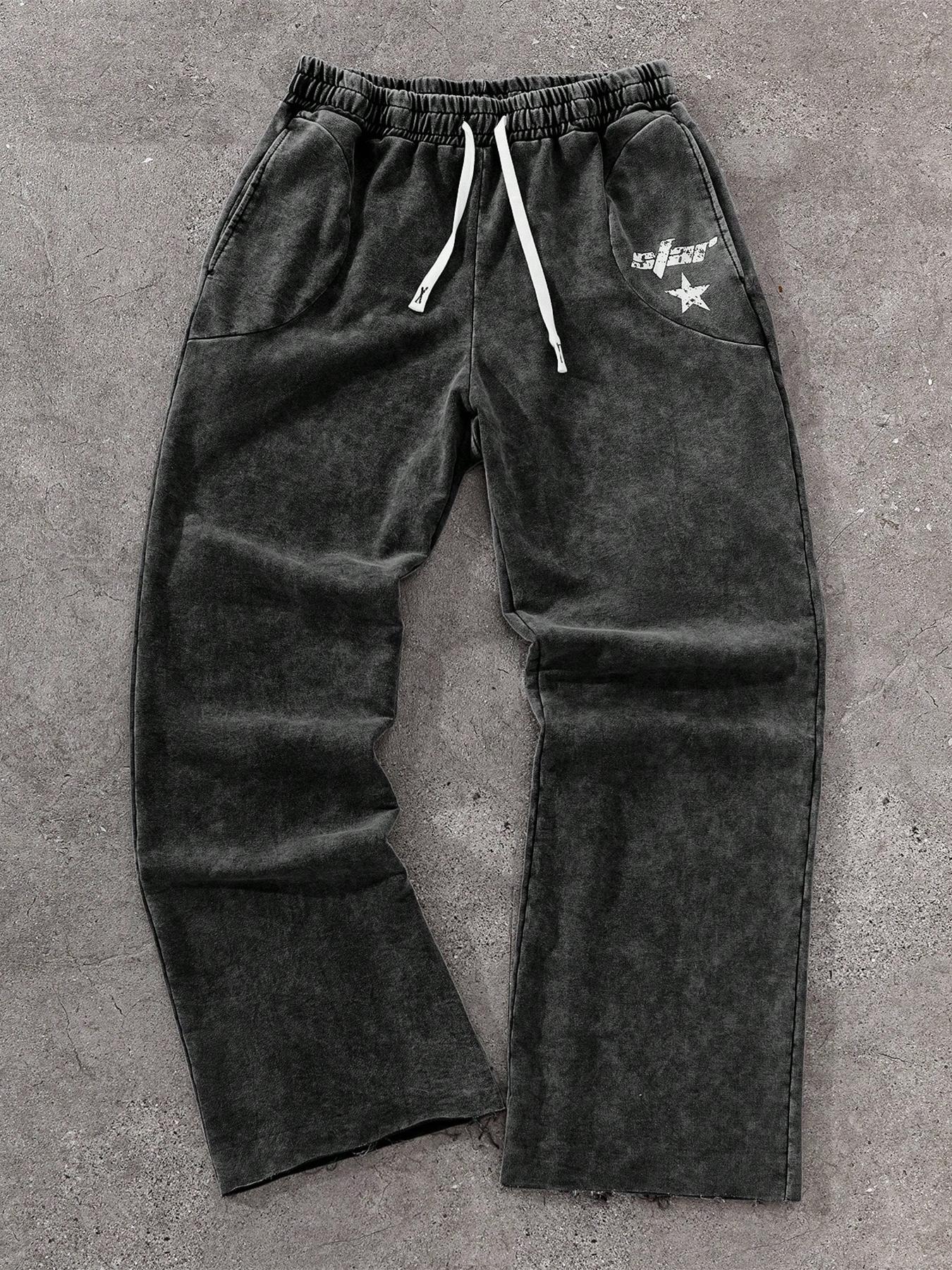 Men's Streetwear Cotton Joggers, Loose Fit Elastic Waist Knit Pants, Casual All-Season Woven Fabric, Daily Wear Fashion