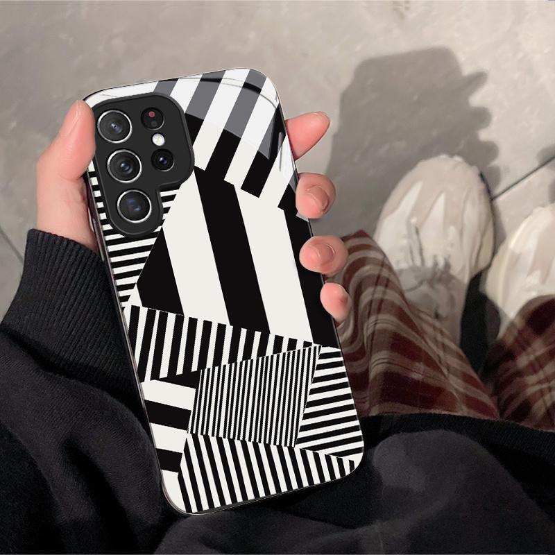 Phone Case: Creative Black and White Striped New Phone Case for Samsung Galaxy S26 S25 S24 S23 S22Pro S21 S20 Fe Plus Ultra Pro A56 A55 A54 A53 A52 A51 A36 A35 A34 A32 A26 A25 A24 A23 A16 A15 A14 A06 A05 A03s