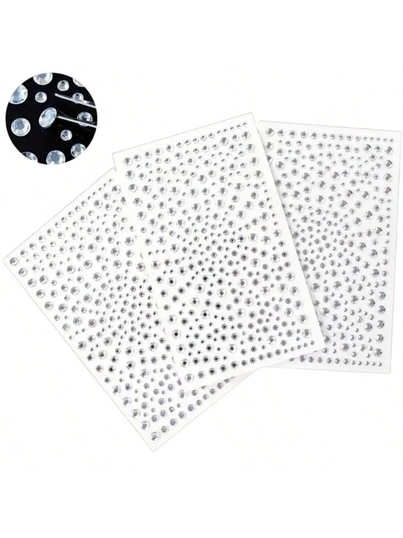 3 Sheets Face Gems Stickers for Hair & Body, Self-Adhesive Fake Piercing Stickers for Nose Lip & Eyebrow, 3-6mm Flatback Pearls for Festival Makeup, Faux Nose Stud DIY Crafts