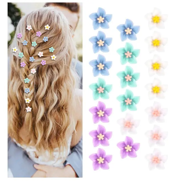 Mini Flower Hair Clips Set 20Pcs Assorted Color Plumeria Hair Pins Small Floral Bobby Pins for Bridal Hairstyles Wedding and Daily Hair Accessories for Women Girls