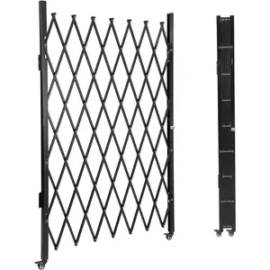 Expandable Steel Safety Gate, 85 Inch Tall Folding Accordion Security Door with 360 Rolling Wheels, Heavy Duty Retractable Barrier for Extra Wide Doors, Stairs, Driveway, Yard or Garage