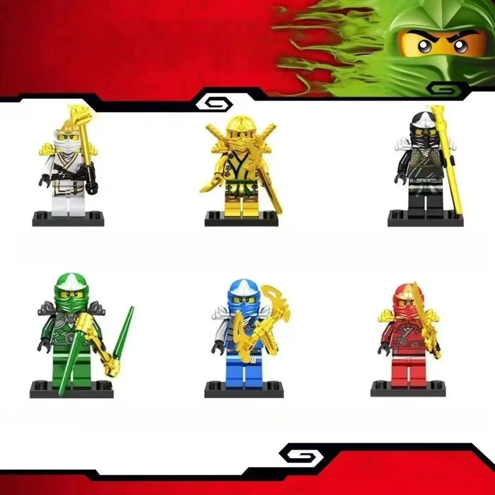 Golden Ninja Style Character Building Block Figures, Multi-Character Mini Figure Collection, DIY Assembly Compatible Brick Models