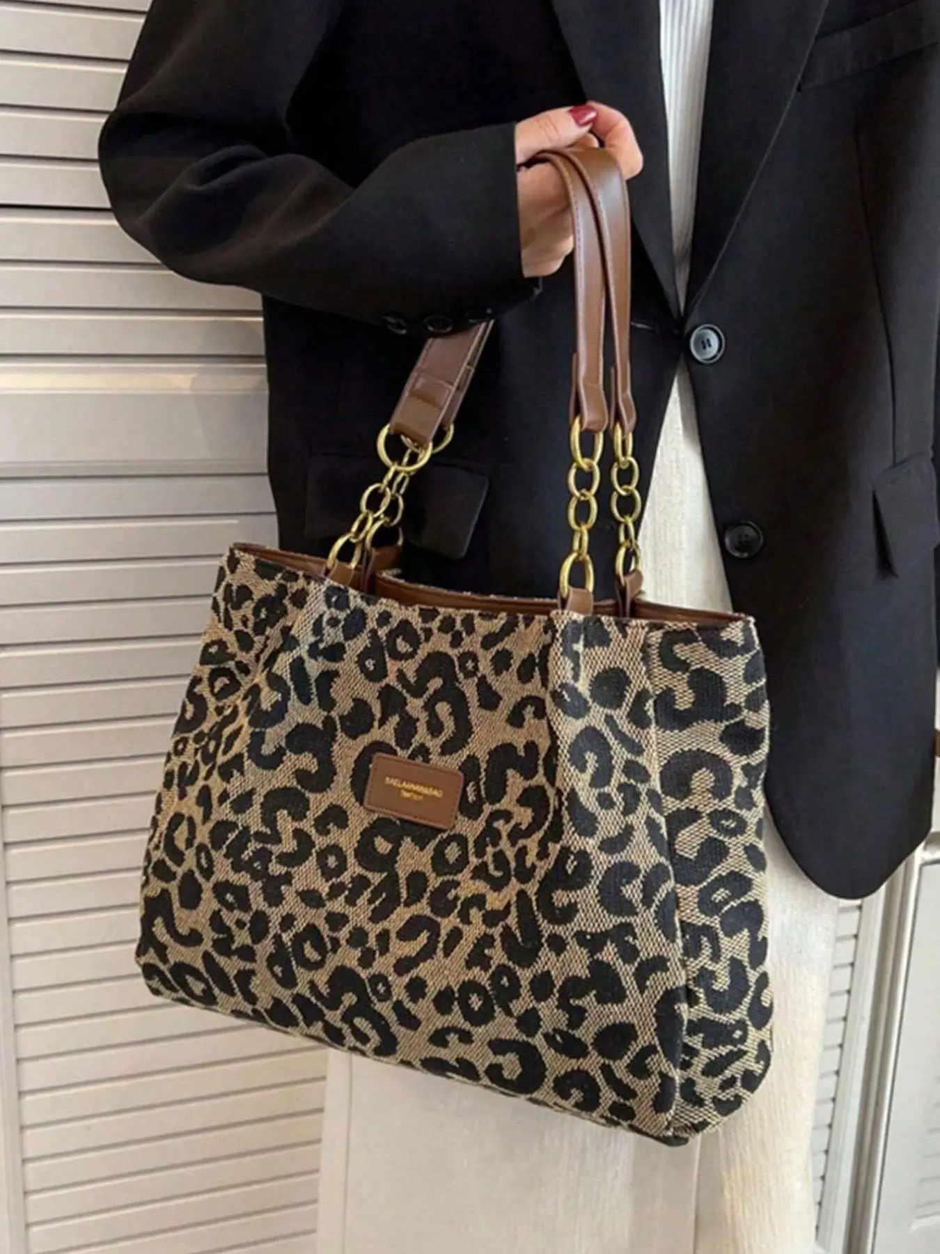 Women's Leopard Print Shoulder Bag, Large Capacity Casual Handbag for School, Work, Shopping, Outdoor Activities, Fall Winter Fashion