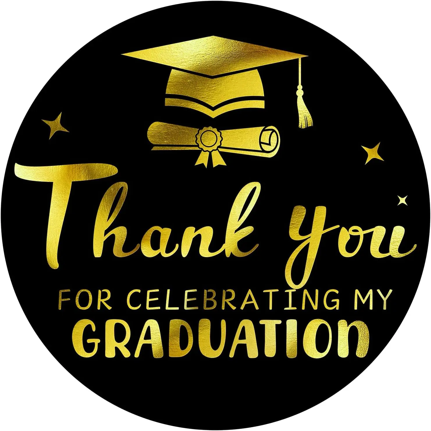 Graduation Thank You Stickers 2026  Metallic Thank You for Celebrating | My Graduation Stickers 60 count 1.75 Inch Class of 2026 Sticker for Envelope Seals Card Grad Party Favors (Black and )