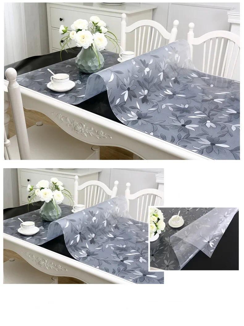 PVC Transparent Tablecloth Waterproof Oil-proof Anti-scalding Soft Glass Rectangular Tablecloth Kitchen Table Mat Table Cover PVC Transparent Tablecloth Waterproof Oil-proof Anti-scalding Soft Glass Rectangular Tablecloth Kitchen Table Mat Table Cover
