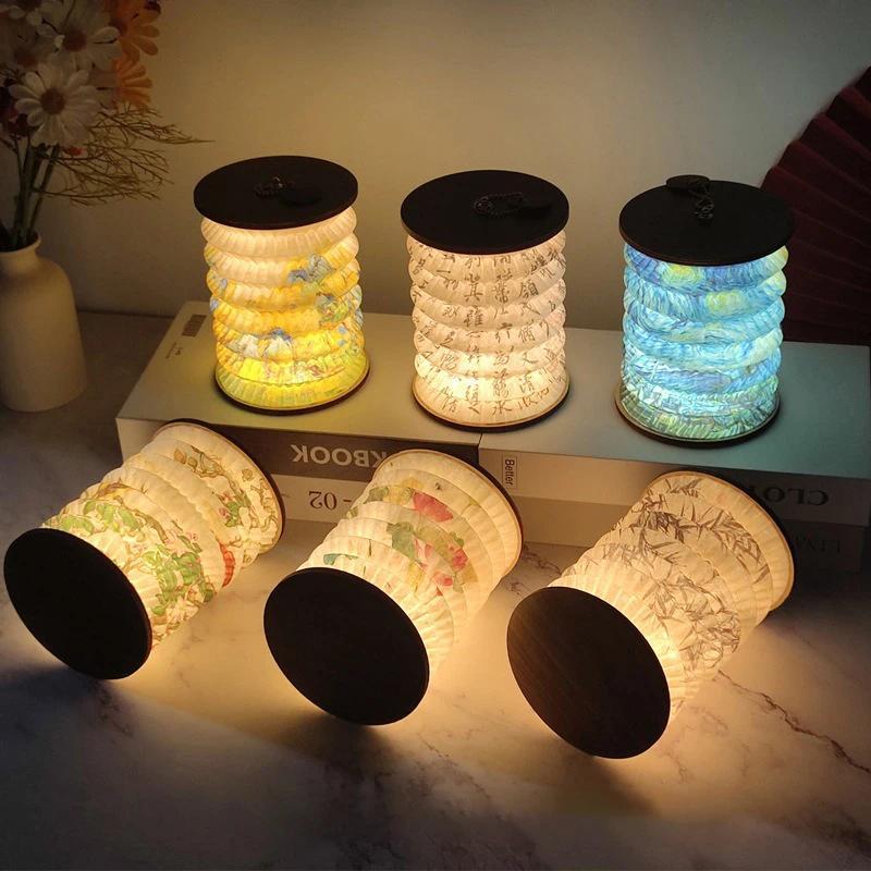Foldable Table Lamp Touch Dimmable LED Portable Lantern Light USB Rechargeable Tent Read Bedroom Bedside Lantern Night Light