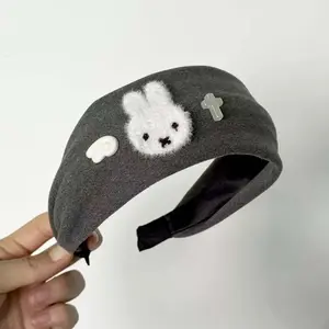 Hot Cartoon Miffy Series Wide-edge Grey Headband Cute Creativity Face Washing Headband Girls Birthday Gift