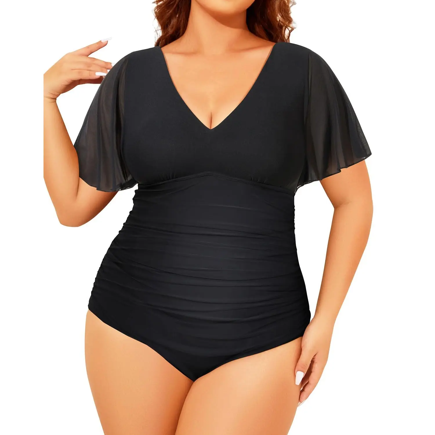 Yonique Plus Size Swimsuits for Women One Piece Tummy Control Bathing Suits Ruffle Swimwear