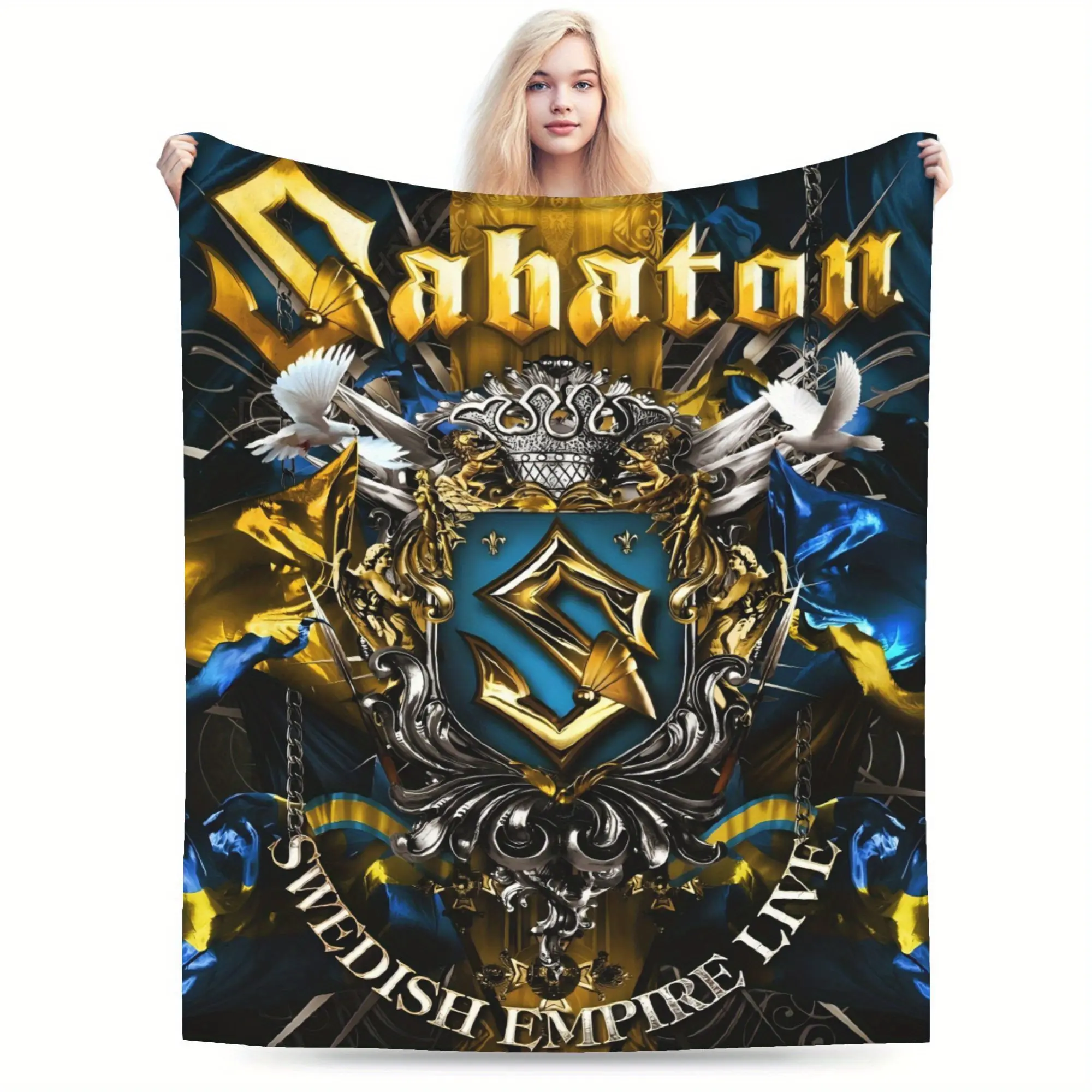 Sabaton Swedish Empire Live Band Flannel Blanket 3D Print Soft Warm Throw Blanket Sofa Bedroom Music Fan Decor