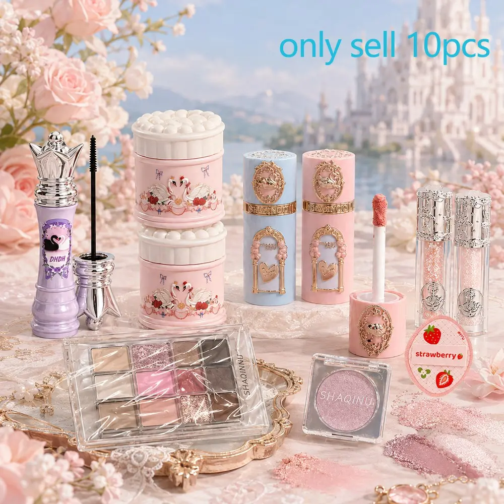 10pcs Swan Wave Garden Makeup Set, Makeup Combo, Eyeshadow, Mascara, Lip Gloss, Blush, Liquid Eyeshadow, Perfect Gift for Girlfriend, Wife, Valentine's Day, Birthday
