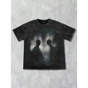 ROMWE MEN Grunge Punk Summer Casual Graphic Grunge Silhouette Print T-Shirt, Simple & Fashionable, Suitable For Summer