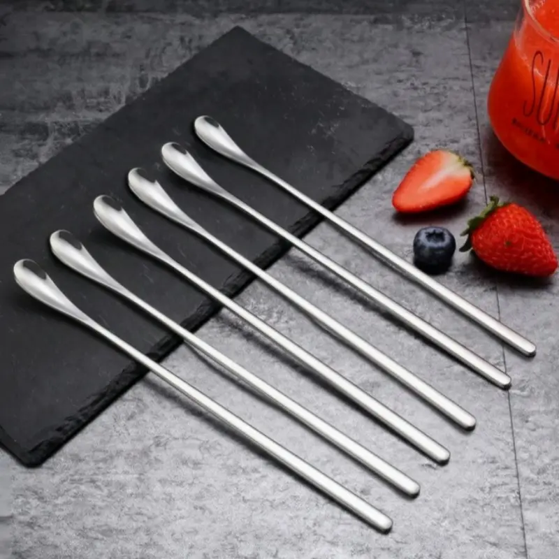 304 Stainless Steel Long Handle Stirrer, Durable Sturdy Heat-Resistant Cocktail Spoon, Ideal for Coffee, Milk Tea, Ice Cream, Home Use
