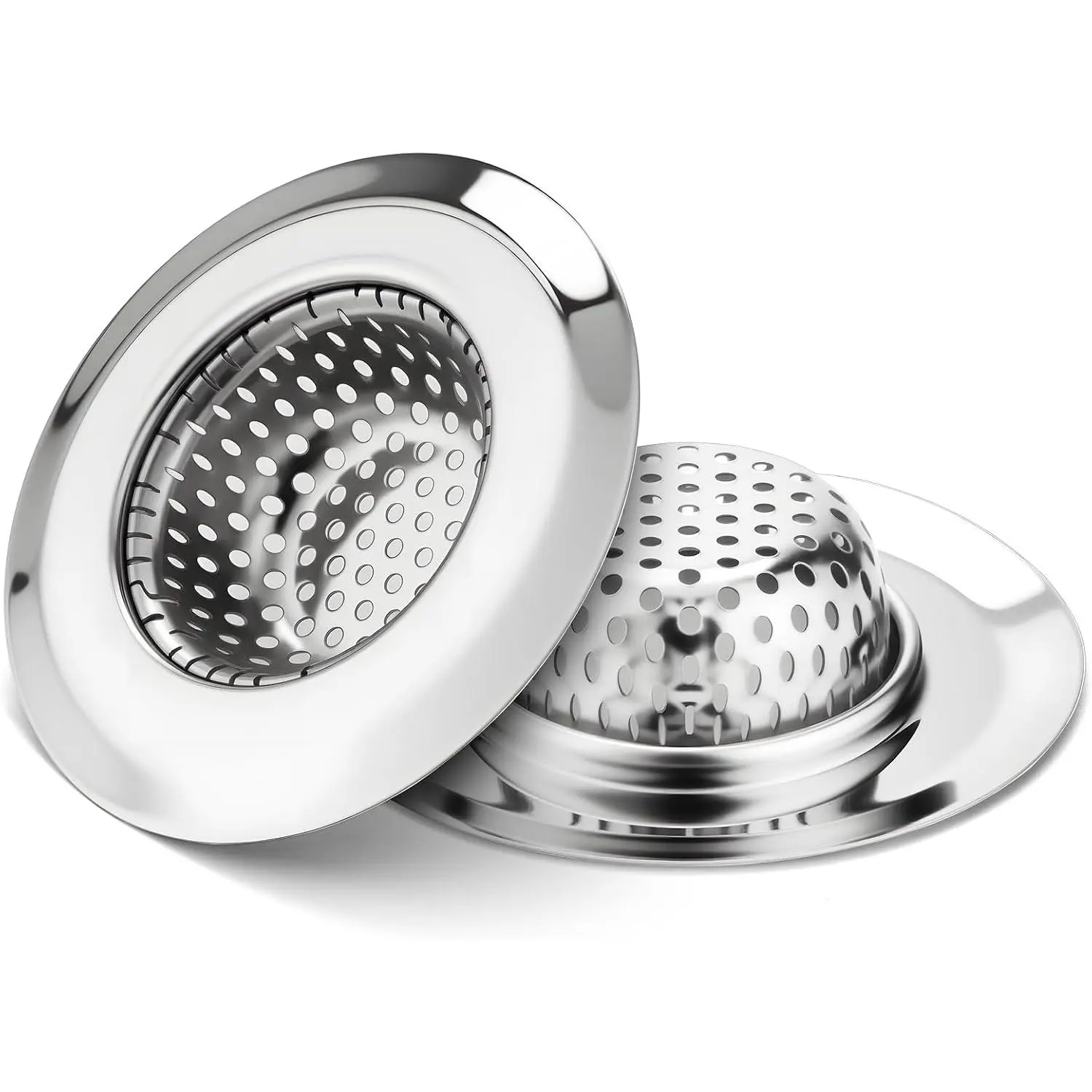Stainless Steel Bathtub Drain Strainer - Modern 2-Piece Sets Drain Filter Hair Stopper, 2.79 Inch for Bathroom Wash Basin Sink