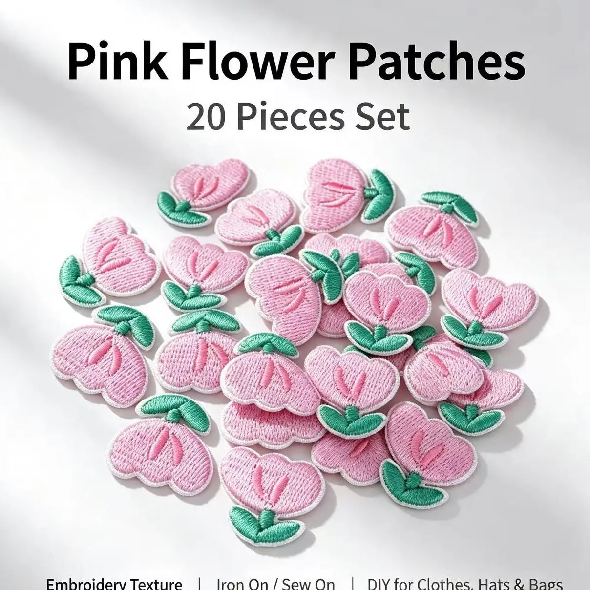 10 Tulip Pattern Iron-On Embroidery Patches - Fun Designs - Easy to sew or iron, durable fabric patches suitable for personalizing jackets, bags, and more