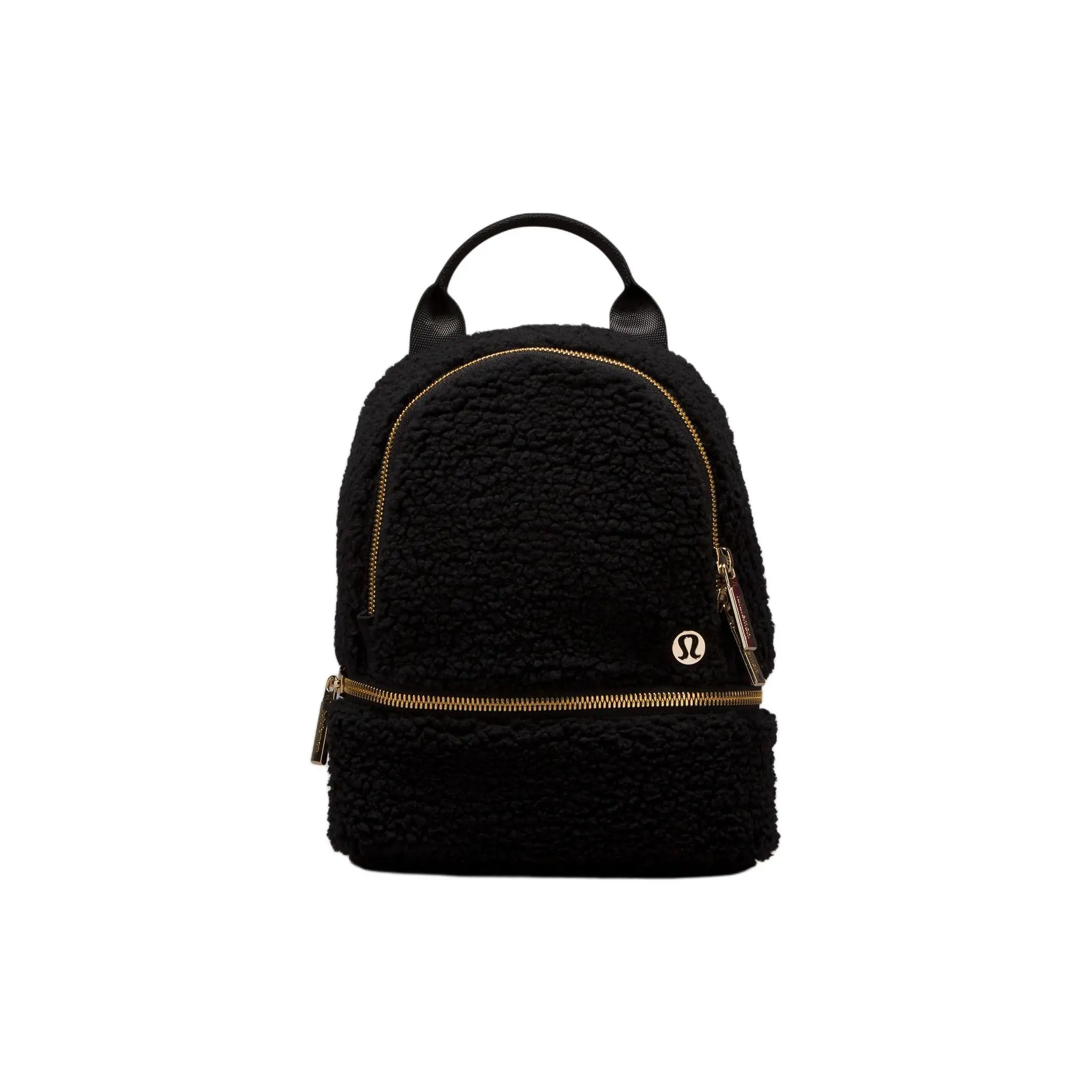 Women's Lululemon 3L City Adventurer Fleece-Lined Athletic Backpack - Small Backpack for Women, Adjustable Buckle, Sporty Casual Style, Black with Gold and Black Accents, Small Backpack Women, Black Accents Backpacks