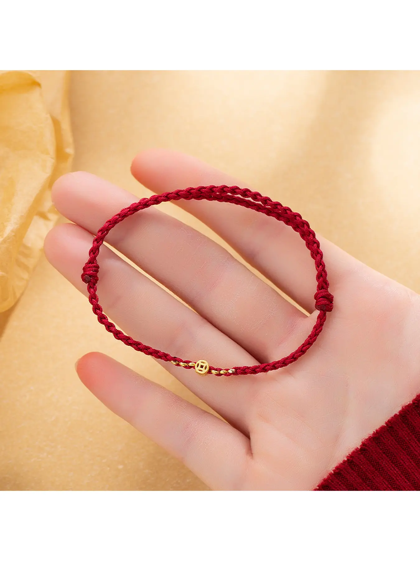 Good Luck Red String Bracelet for Women Vintage Ethnic Style Gold Copper Coin Woven Hand Rope Lucky Wealth Bracelet Fashion Jewelry Gift for Girls Ladies