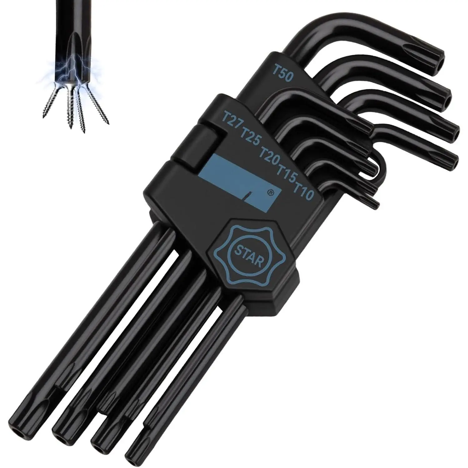 9 count Torx  Allen Wrench Set | Long Arm  Key Set T10-T50, Chrome Vanadium Steel