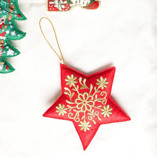 Expobazaar Santa Cheer Hanging Ornament - Multi Embroidered Christmas Cheer Red Thread Work Hanging Tree Beaded Golden Treen MULTI BEADED LAC TREE HANGING ORNAMENT