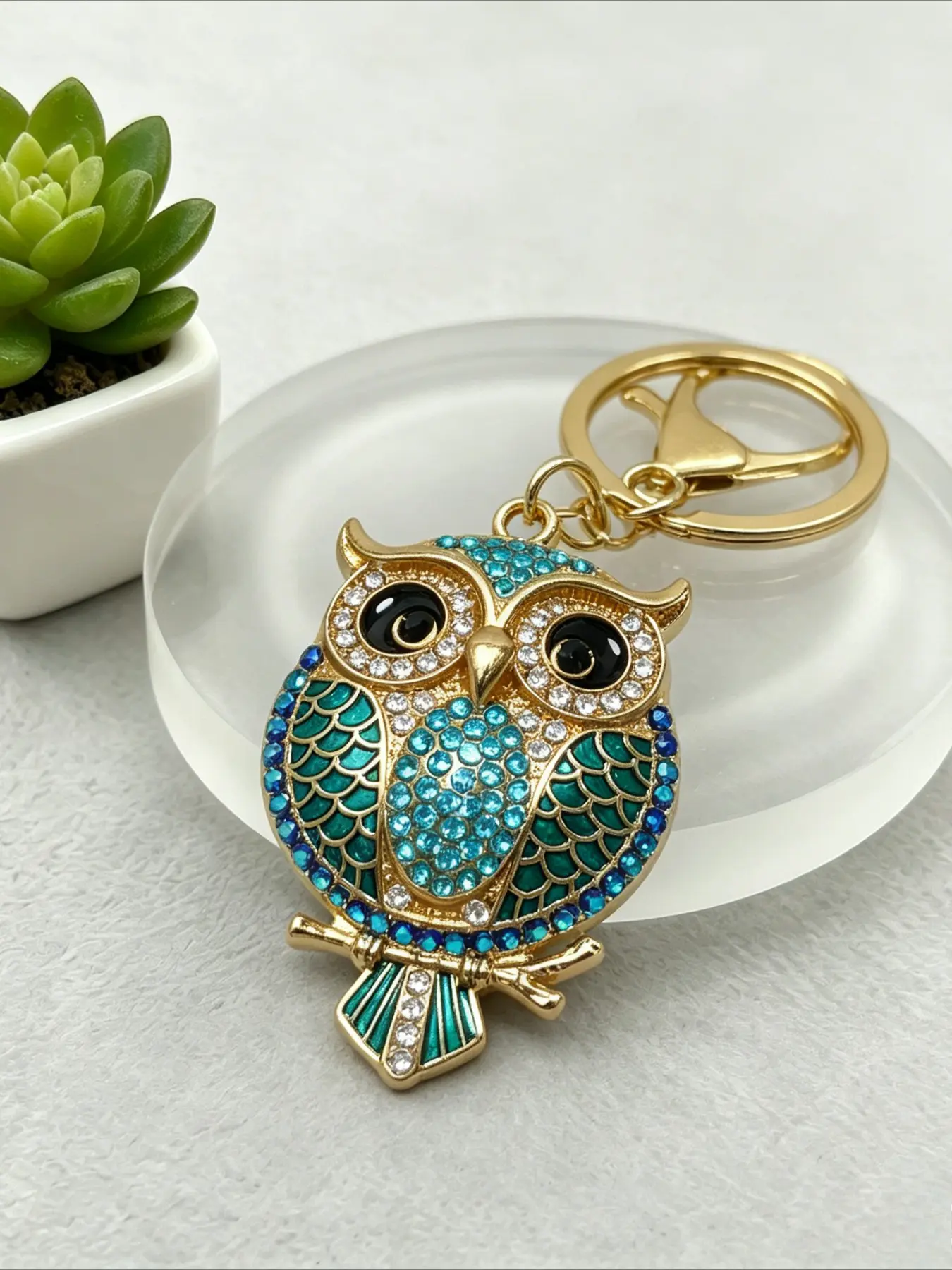 Owl Key Ring Keychain, Keychain Charms, Fashion Pendant Charm for Bag and Key Accessories, Casual Style Random Print, Collectible Gift for Friends