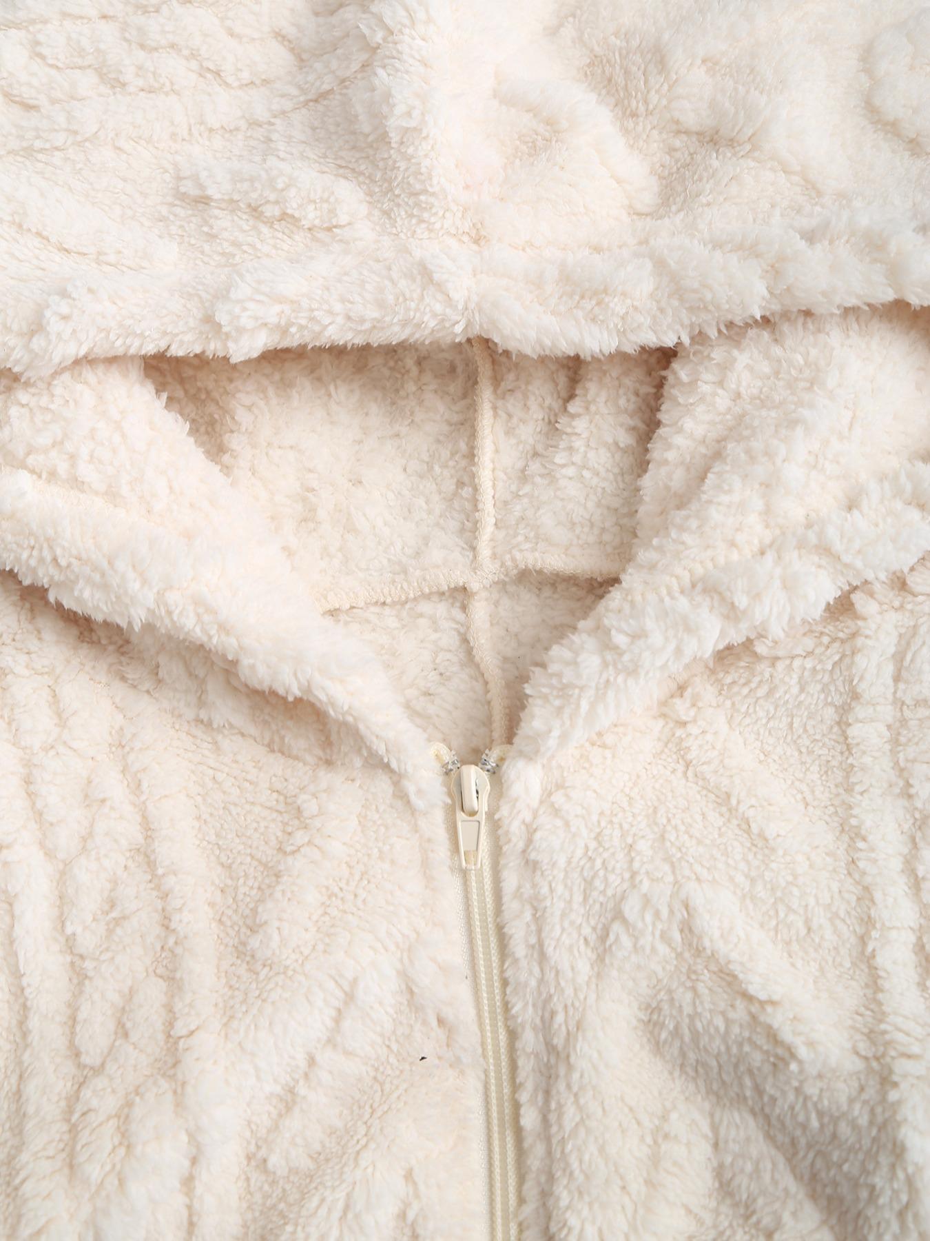 Elegant Chic Women's Solid Color Wool Hooded Long Sleeve Deep V Sexy Jumpsuit, Slim-Fit Contemporary Style for All Seasons