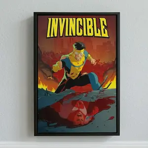 Superhero Wall Art Poster, Comic Book Style Canvas Print, Action Hero Decor for Bedroom, Office & Gaming Room