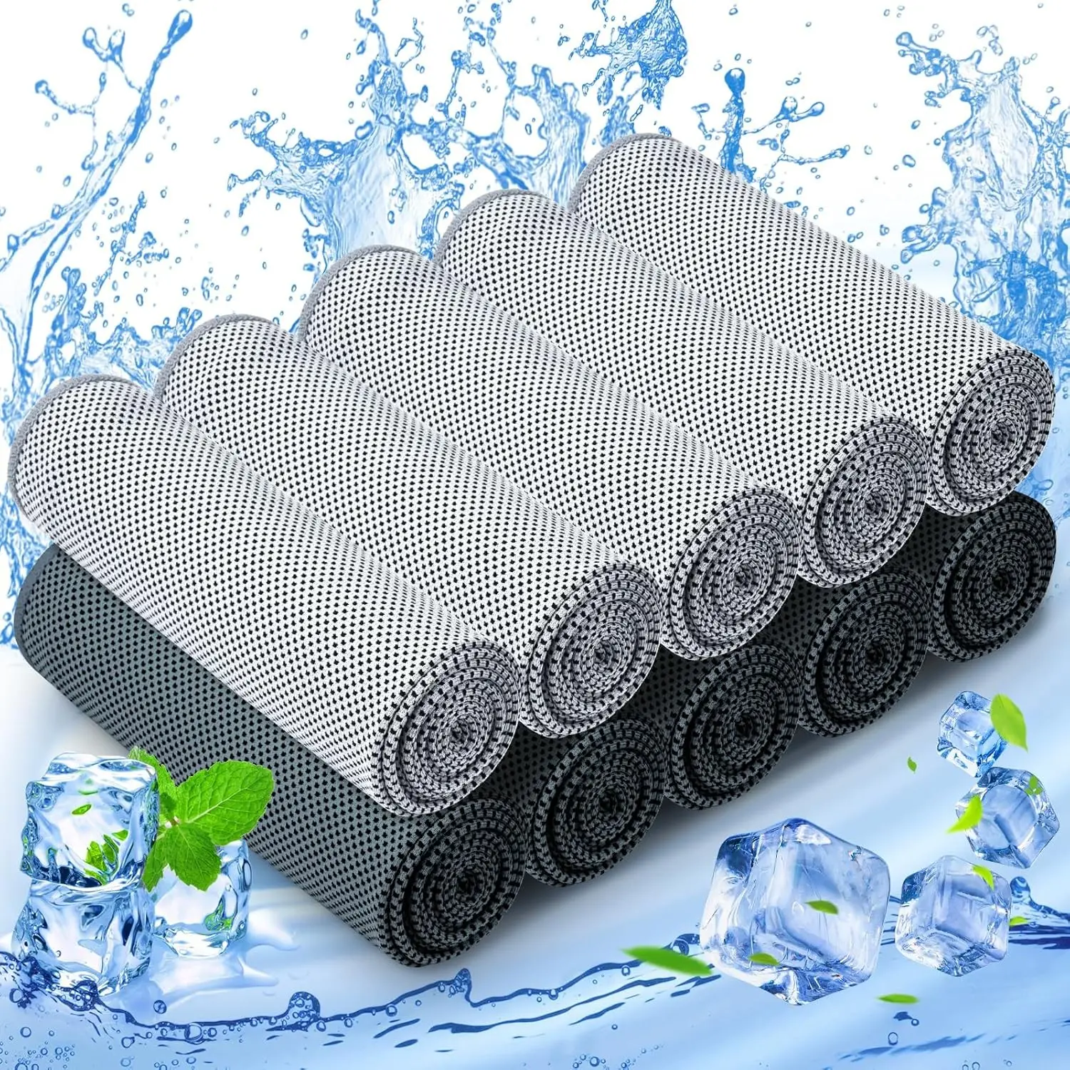 10 Pack Cooling Towels, Sweat Towels Cooling Towels for Neck and Face, Microfiber Towel Soft Breathable Towel for Gym, Yoga, Camping, Running, Fitness, Workout & More Activities(32"x12")