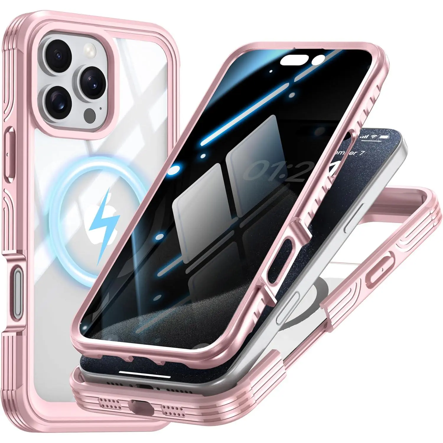 Magnetic Privacy Case for iPhone 16 Pro Max [Military Grade Protection] [Compatible with MagSafe] Anti Peep Privacy Screen Tempered Glass Soft Edge Full Body Shockproof Anti Spy Mag-Safe Case Cover