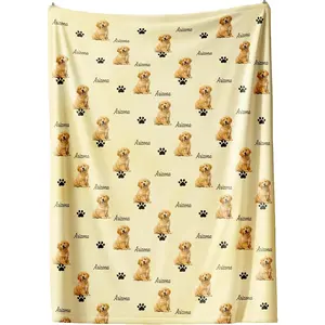Custom pet pattern blanket, personalized with dog or cat name, soft fleece photo blanket
