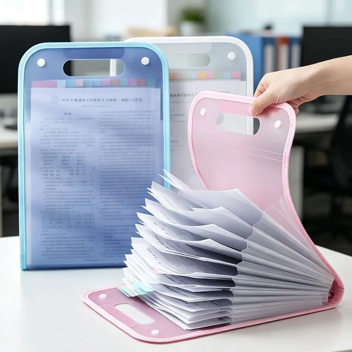 13-Pocket Vertical Foldable A4 Accordion File Folder, Portable Document Organizer with Color Label Stickers, Ideal Back to School Gift, Expandable File Folder