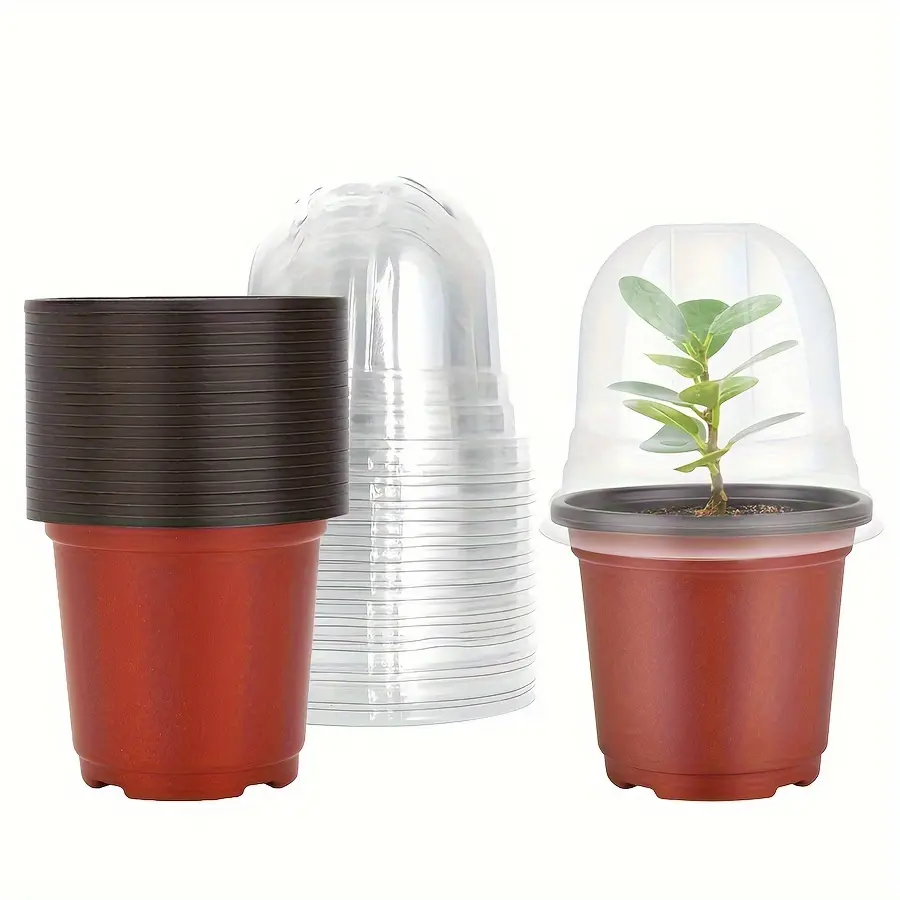 20 Sets of 4-Inch Soft Seedling Pots, Includes 20 Pots and 20 Transparent Lids, Ideal for Planting and Gardening Supplies