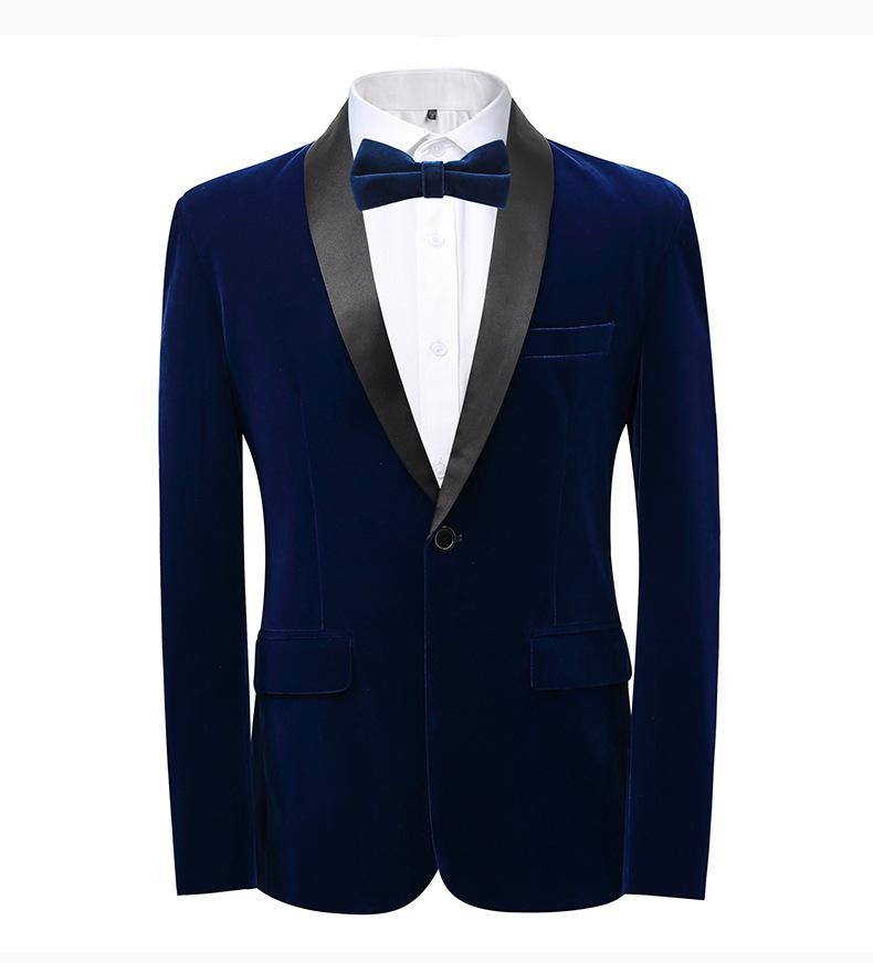 Men's 3-Piece Slim Fit Shawl Lapel Suit  Color Block Korean Style Groom Wedding Tuxedo With Side Vents