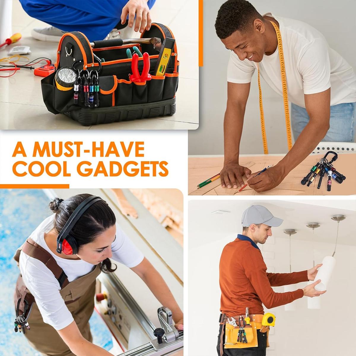 6 Pcs 1/4 Bit Holder Keychain, 1/4 inch Hex Shank Bit Holder, Quick Release Bit Holder For Nut Driver, Screwdriver & Drill Bits with/Keychain Carabiner