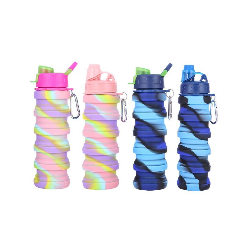 Foldable silicone water bottle, portable water cup, outdoor sports water cup suitable for travel, mountaineering, sports fitness, camping, travel cup
