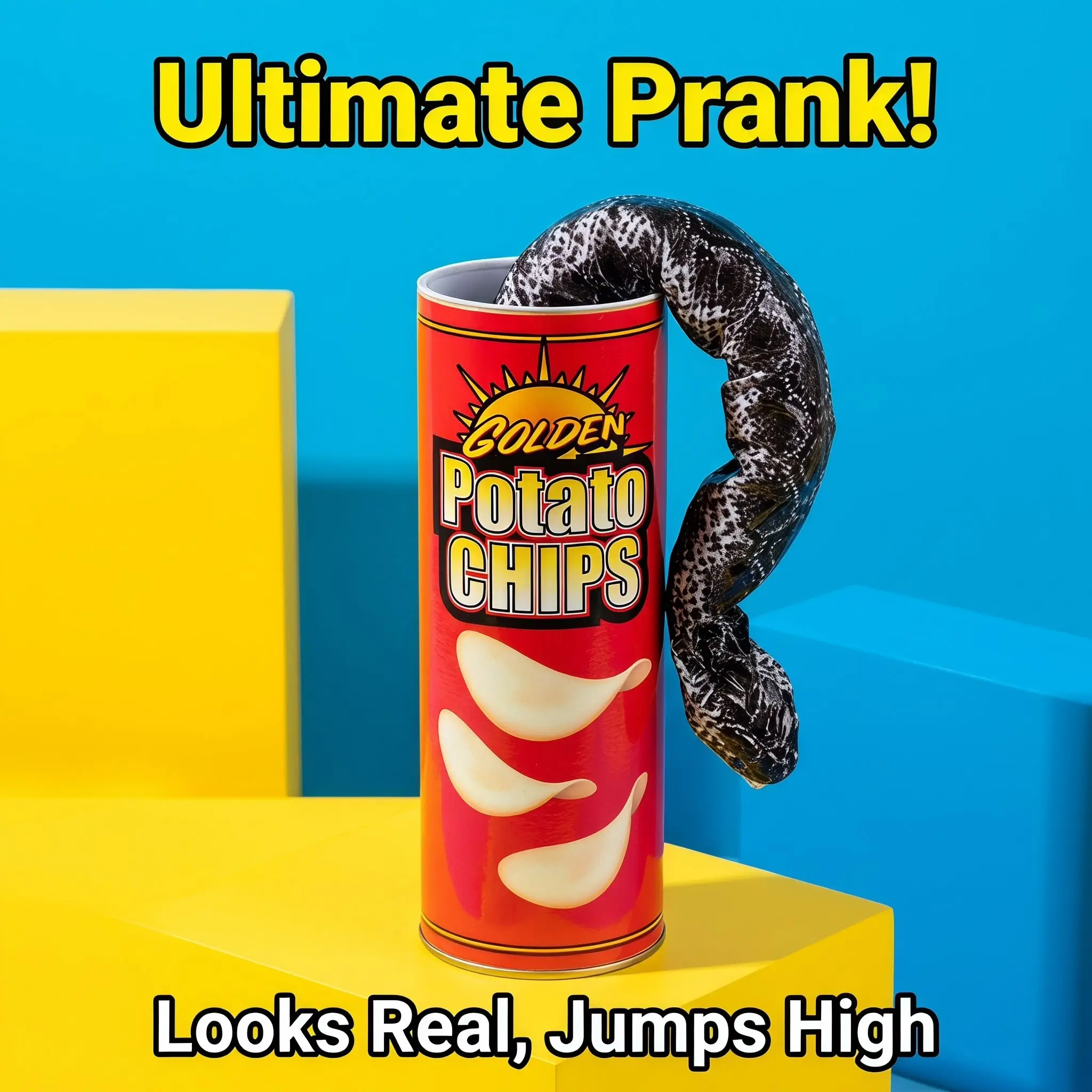 Prank Potato Chip Bucket Jumping Fake Snake Toy, Halloween Prank Gag Prop, Creative Scary Fun Party Decoration, Reusable