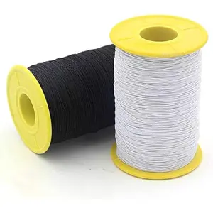 2 PCS 0.5mm 1100 Yards Black & White Elastic Sewing Thread, Fit for Sewing Machine Smocking Shirring Gathering, Stretchy String for Bracelets