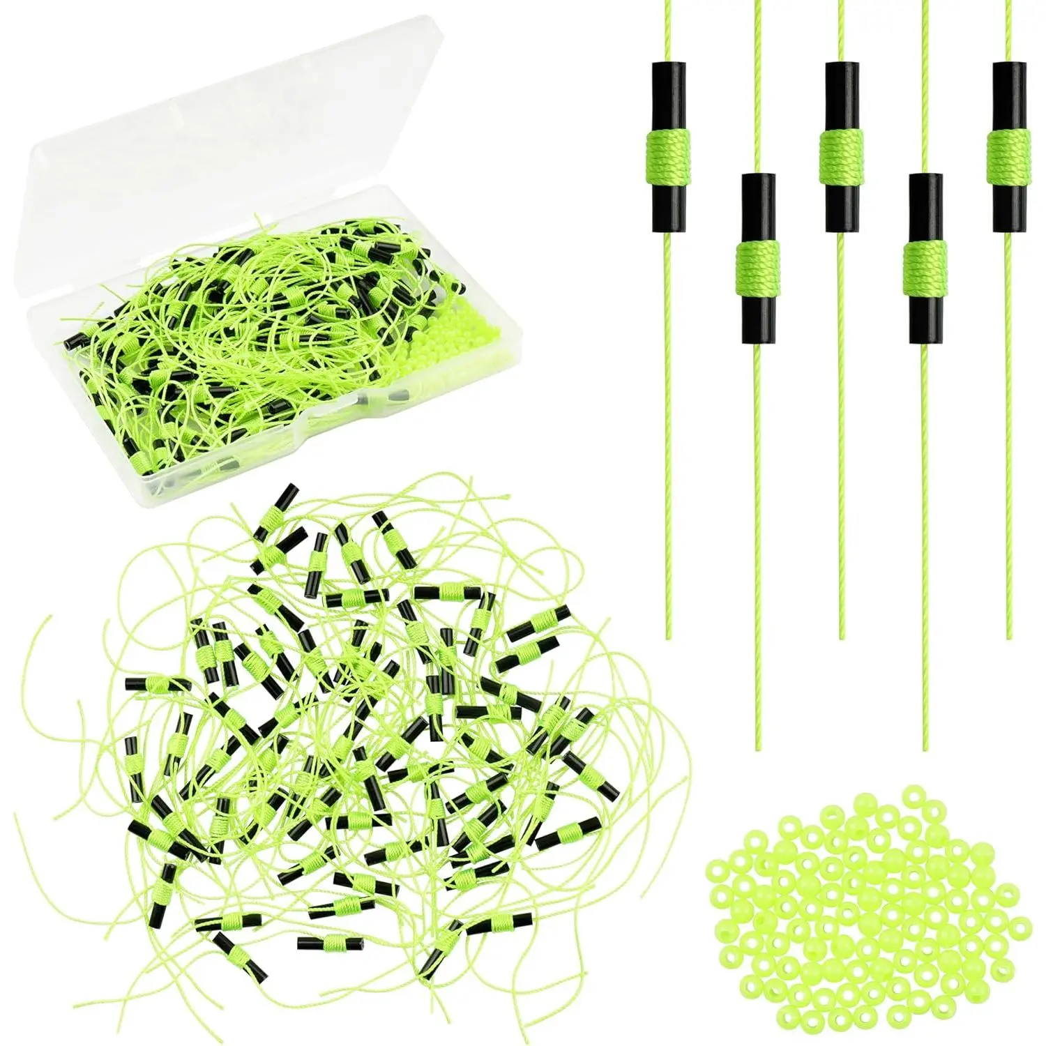 Bobber Stops for Fishing Floats, 100 count Slip Bobber Stop Knots with Plastic Beads Bobber Stoppers for Fishing Line or Fishing Leader Saltwater Freshwater Fishing Tackle