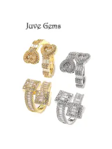 Trendy Hip Hop Heart Zircon Open Adjustable Ring, New Unisex Couple's Unique Band, Elegant Daily Wear Jewelry for All Seasons, Heart Shaped Ring, Jewelry Rings