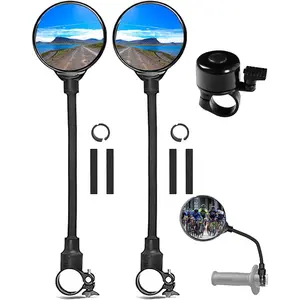 Mirror With   360° Adjustable  Convex Handlebar Mirror Anti-Scratch Riding Mirrors (2* Mirror + 1* )