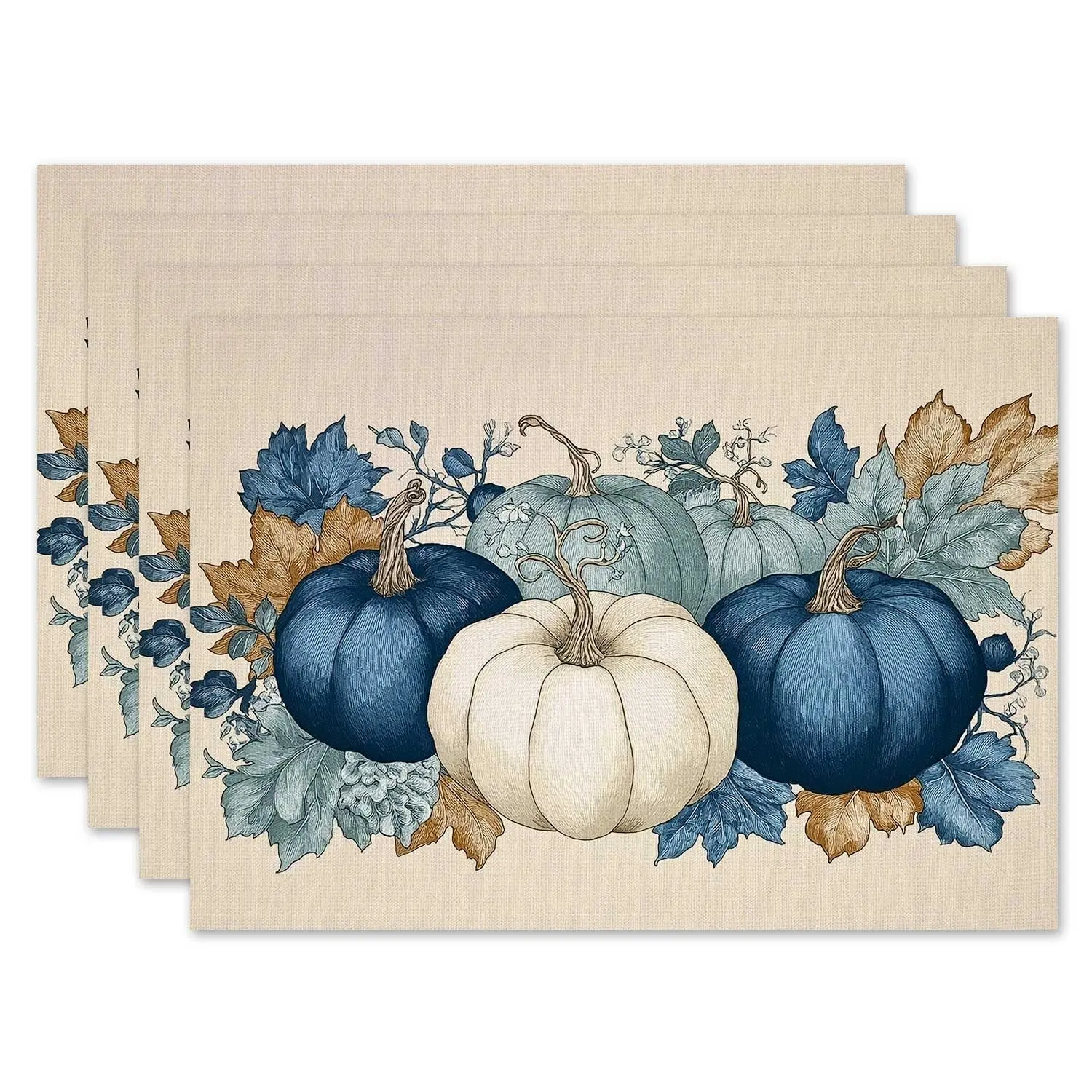 Set of 4 Fall Placemats Pumpkin Maple Leaves Gnomes Pattern Table Mat Autumn Thanksgiving Fall Decorations for Home, Harvest Festival Seasonal Holiday Farmhouse Decorations and Supplies for Home Kitchen Dining Room Table Thanksgiving Home Decor