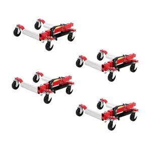 Garvee Car Wheel Dolly Jack Set of 4, 1500lb Hydraulic Vehicle Lift with Foot Pedal, Heavy Duty Rollers for Cars, SUVs, Trucks, Portable Jack for Garage & TowingRed