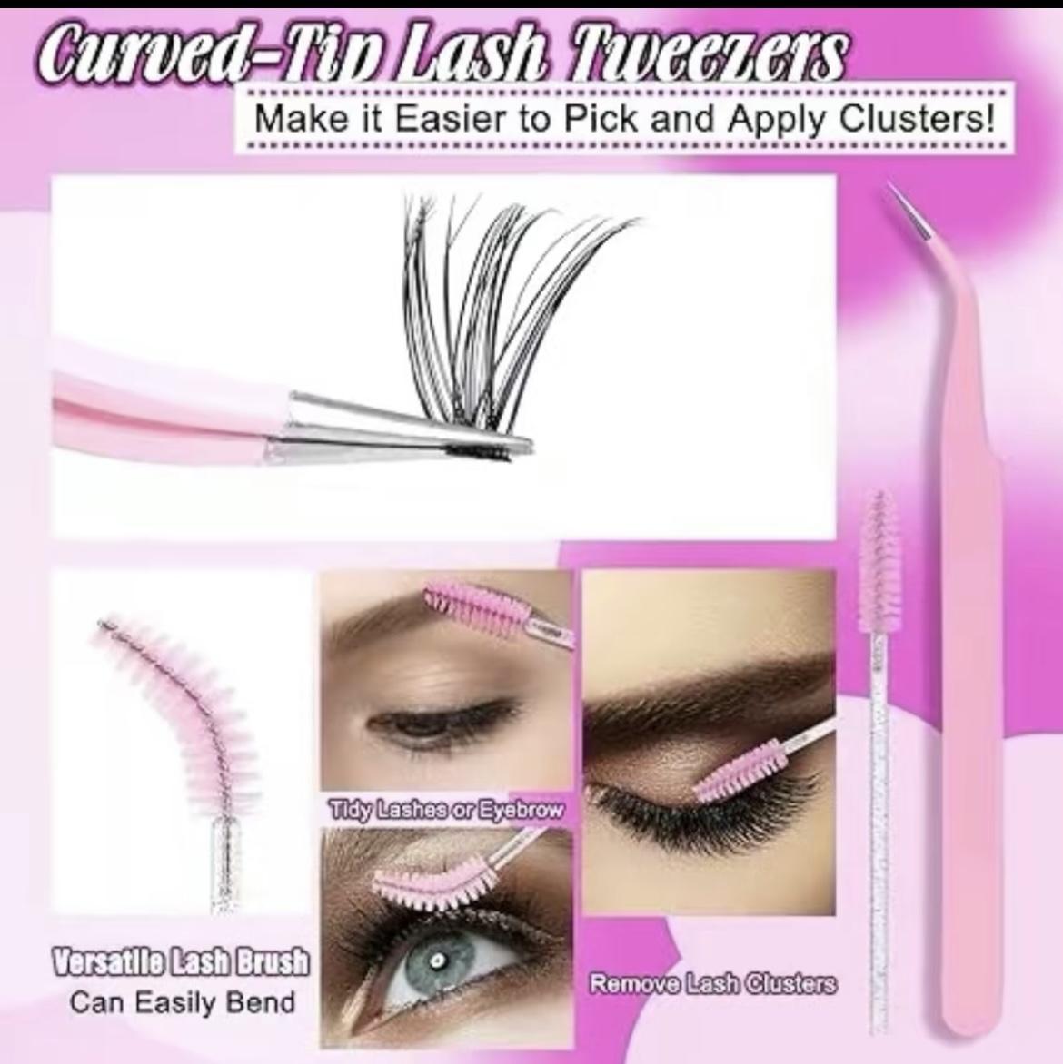 Lash Clusters Kit 320 Pcs 40D Curl Individual False Eyelashes, 9-16mm Mixed DIY Eyelash Extension Kit with Lash Bond & Seal, Eyelash Tweezers, Lash Remover, At Home DIY Lash Extensions Eye Makeup Tool Set