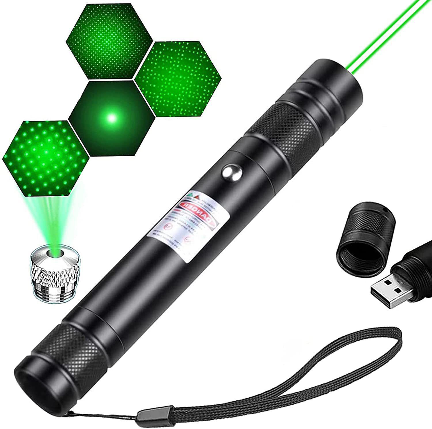Rechargeable Green Laser PointerCat Toy Interactive Pet Chaser with USB Charging Long Range Safe for Indoor Outdoor Play for Cats Kitten Exercise