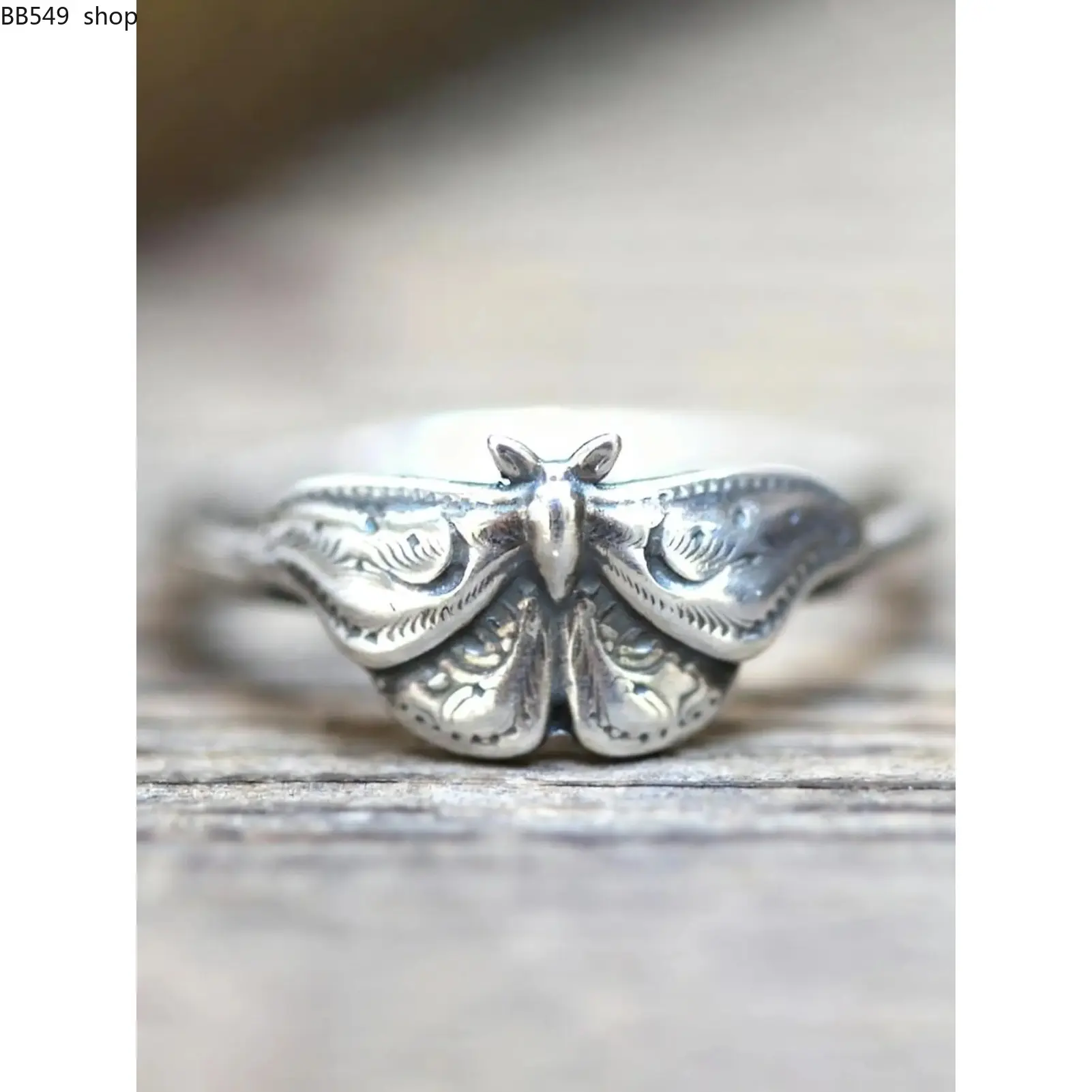 Gothic Dark Punk Moth Ring, Vintage Women's Party Creative Design Ring, Unique Personality Jewelry, Retro Style Accessory, Dark Aesthetic Rings, Statement Rings, Metal Rings